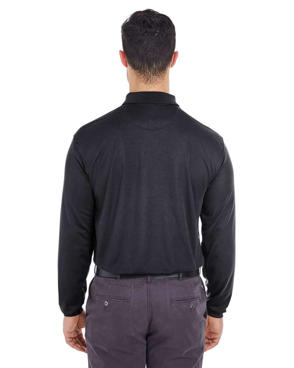 UltraClub-8210LS-Men's Cool & Dry Long Sleeve Mesh Piqué Polo - Image 2