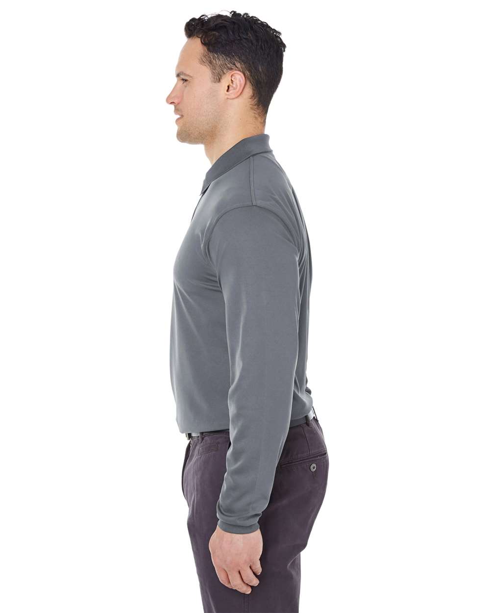 UltraClub-8210LS-Men's Cool & Dry Long Sleeve Mesh Piqué Polo - Image 4