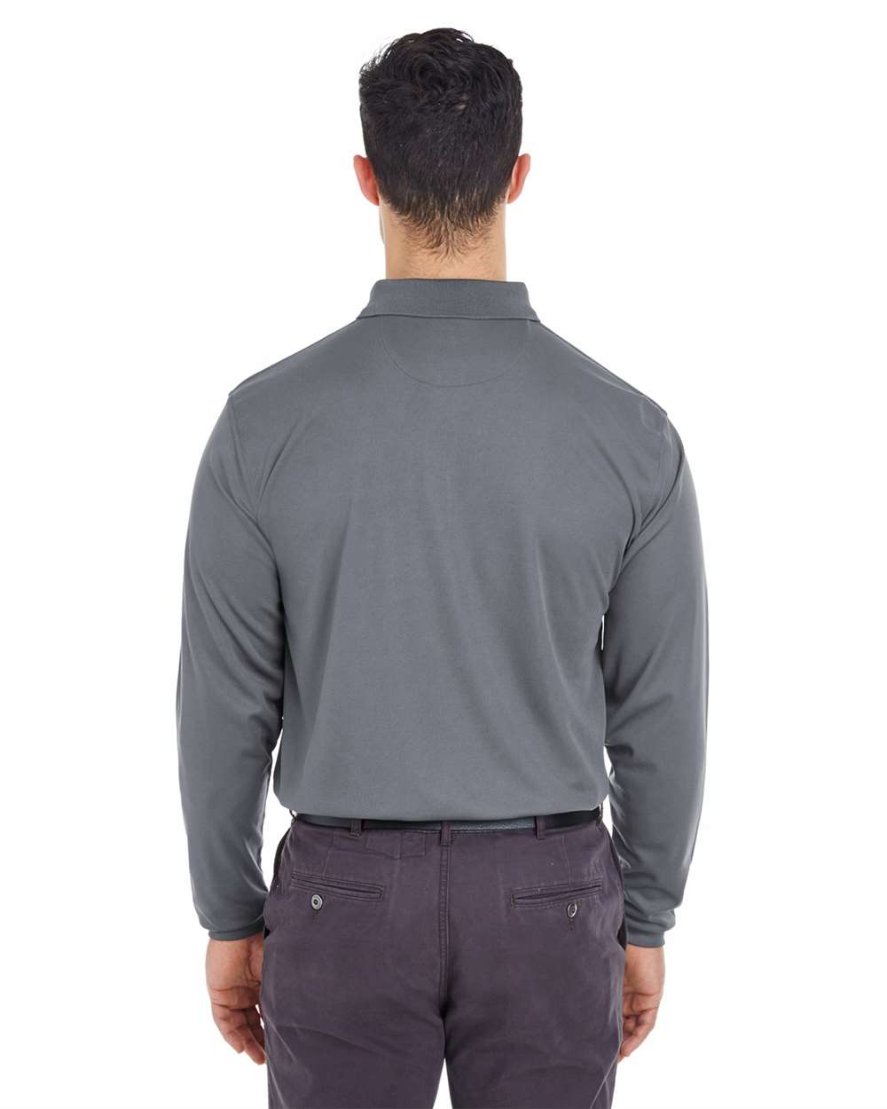 UltraClub-8210LS-Men's Cool & Dry Long Sleeve Mesh Piqué Polo - Image 5