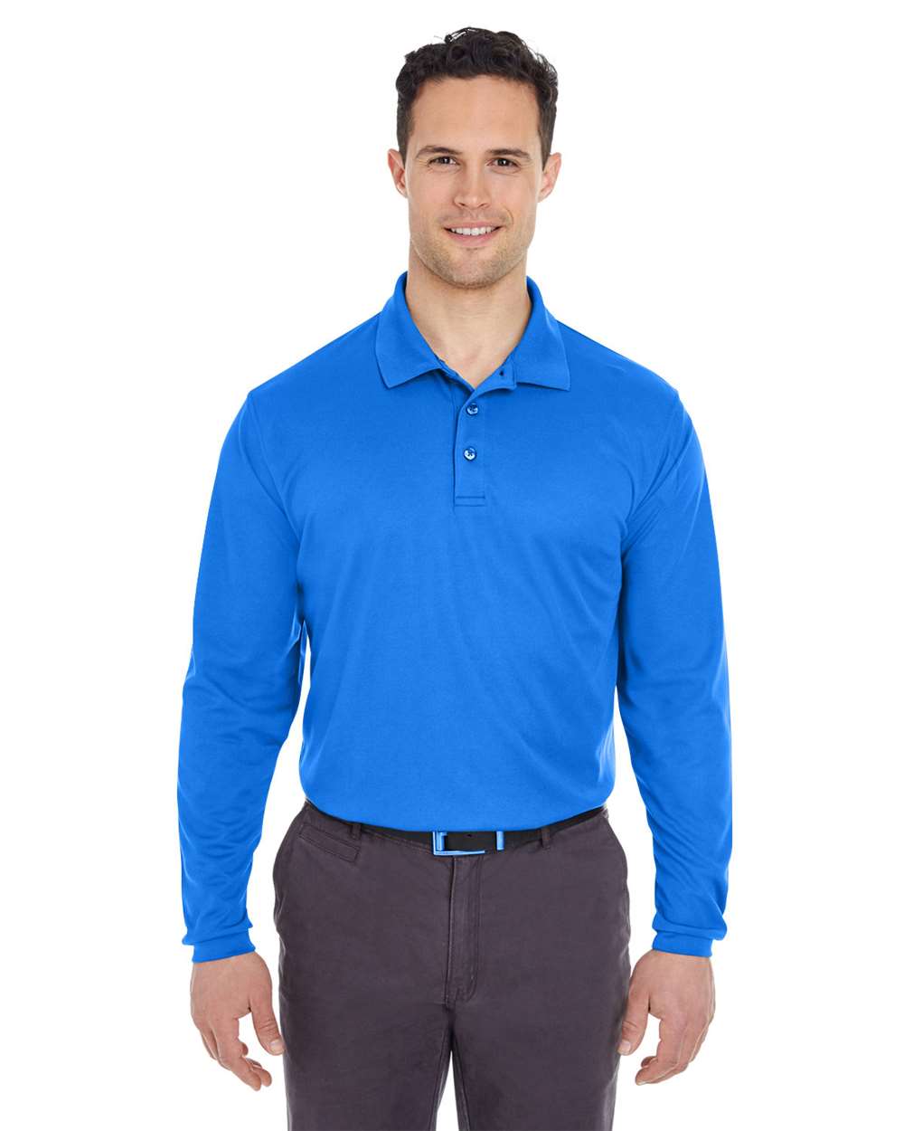 UltraClub-8210LS-Men's Cool & Dry Long Sleeve Mesh Piqué Polo - Image 8
