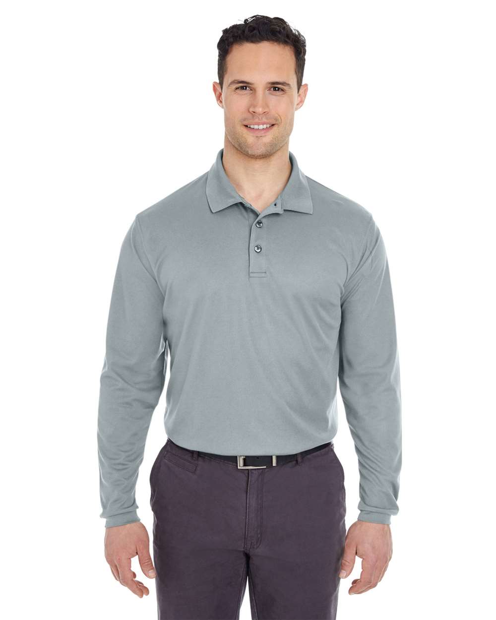 UltraClub-8210LS-Men's Cool & Dry Long Sleeve Mesh Piqué Polo - Image 9