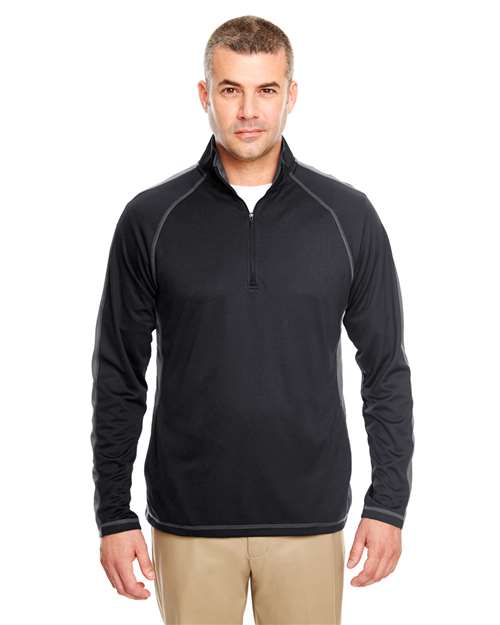 UltraClub-8398-Cool & Dry Sport Quarter-Zip Pullover with Side and Sleeve Panels - Image 2