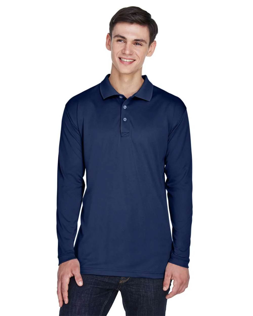 UltraClub-8405LS-Men's Cool & Dry Sport Long Sleeve Polo - Image 10