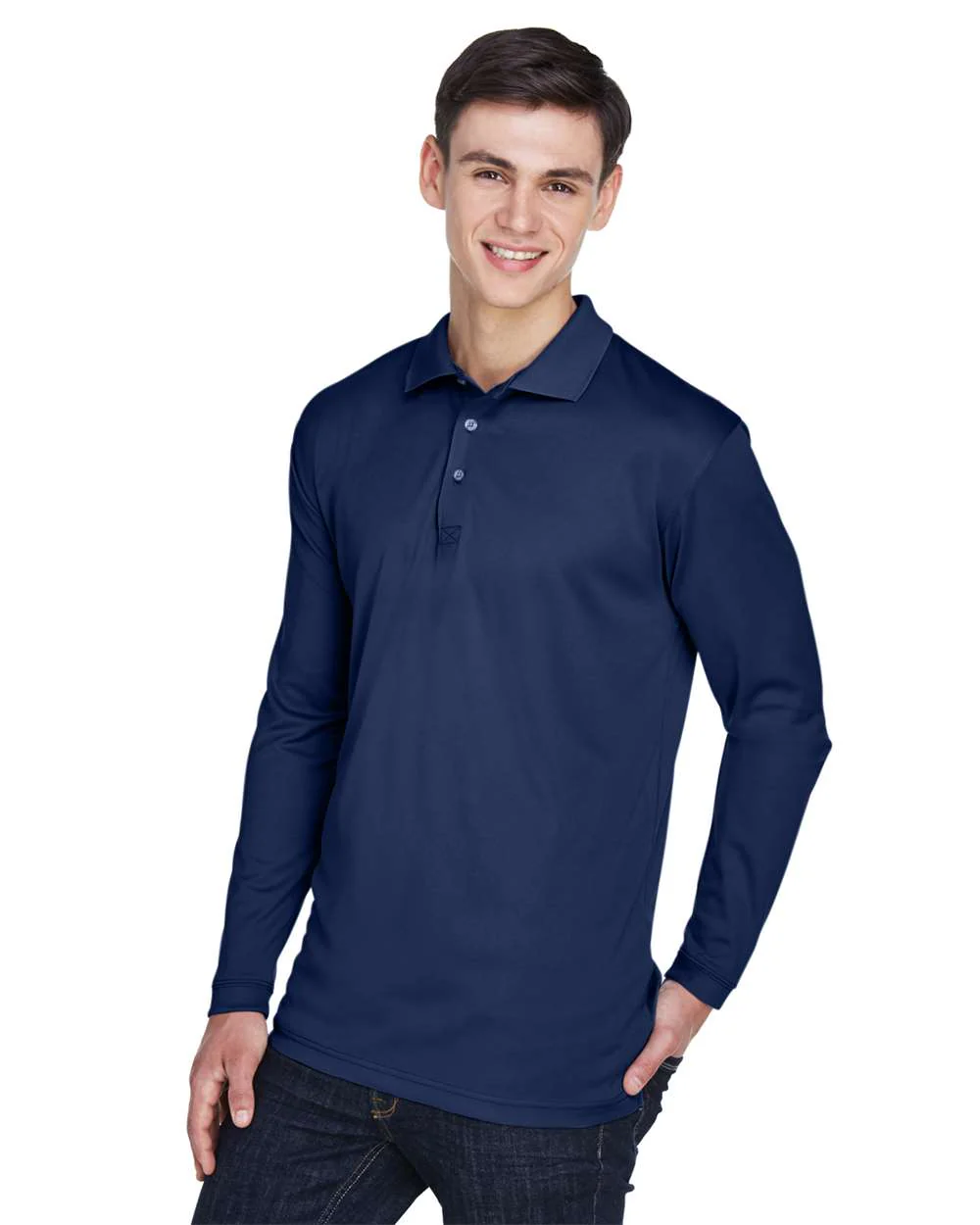 UltraClub-8405LS-Men's Cool & Dry Sport Long Sleeve Polo - Image 11
