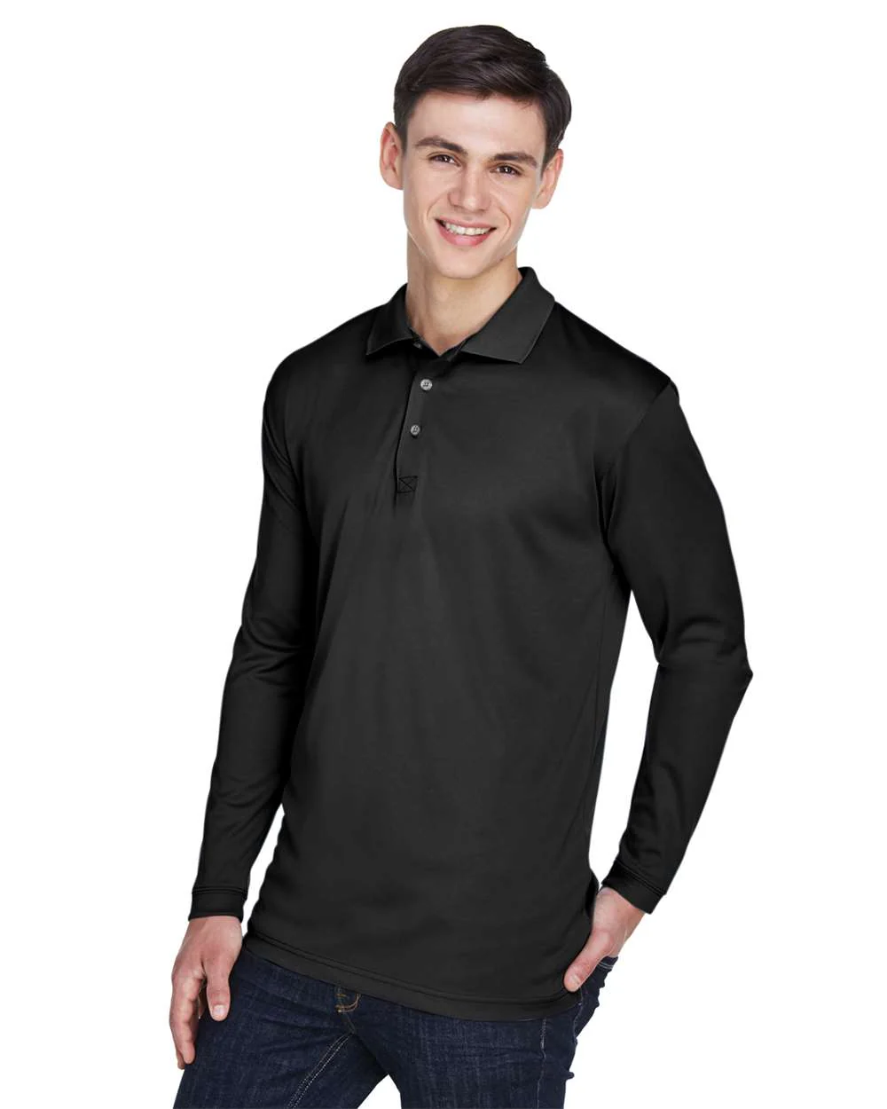 UltraClub-8405LS-Men's Cool & Dry Sport Long Sleeve Polo - Image 2