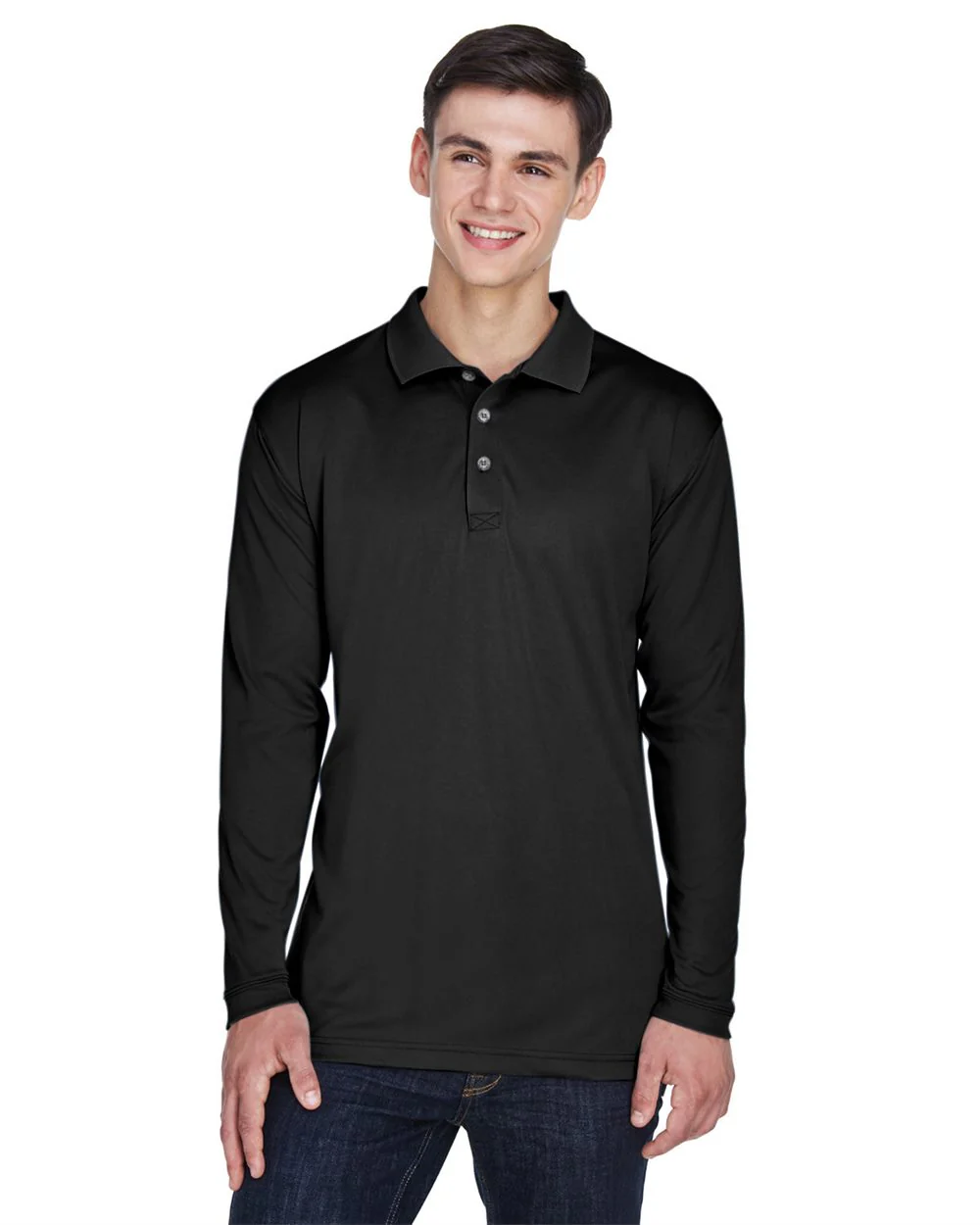 UltraClub-8405LS-Men's Cool & Dry Sport Long Sleeve Polo - Image 4