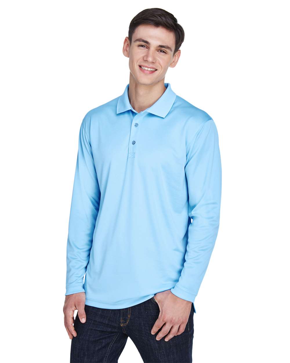 UltraClub-8405LS-Men's Cool & Dry Sport Long Sleeve Polo - Image 5