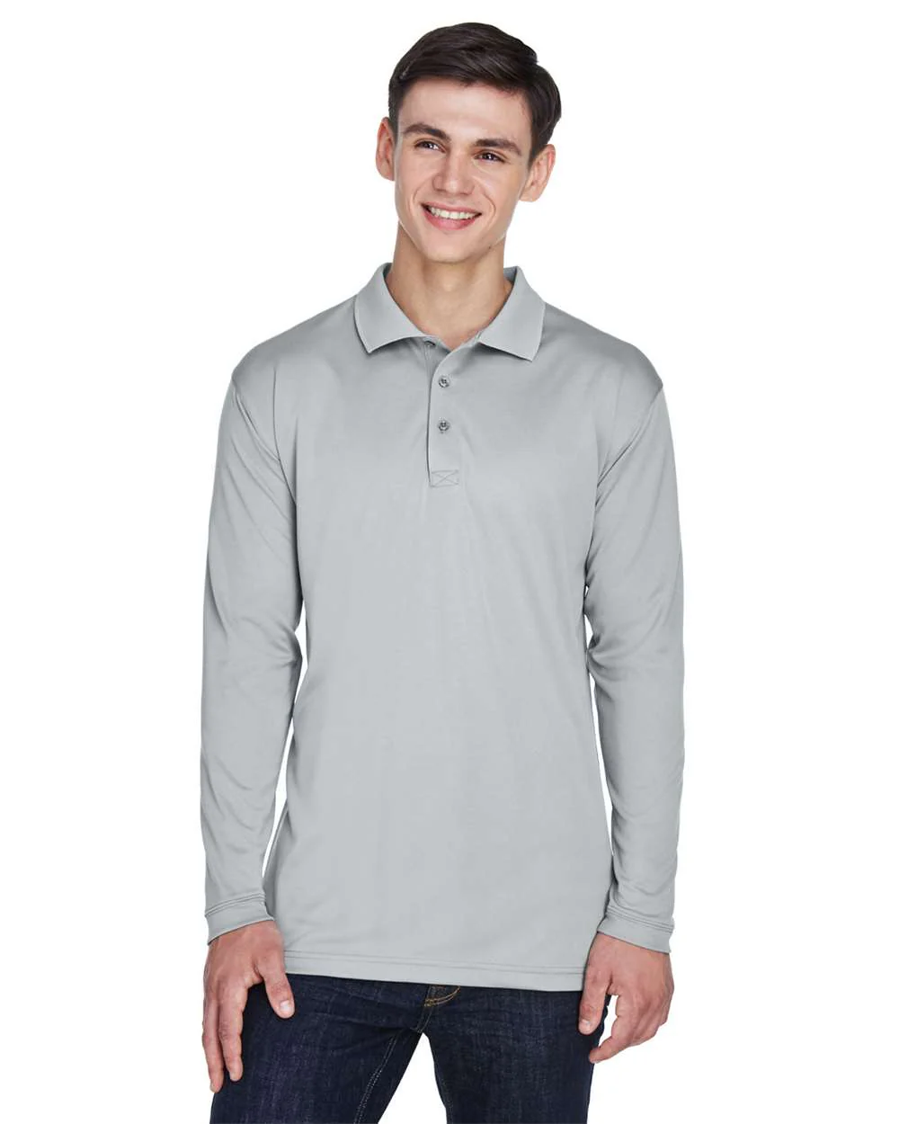 UltraClub-8405LS-Men's Cool & Dry Sport Long Sleeve Polo - Image 7