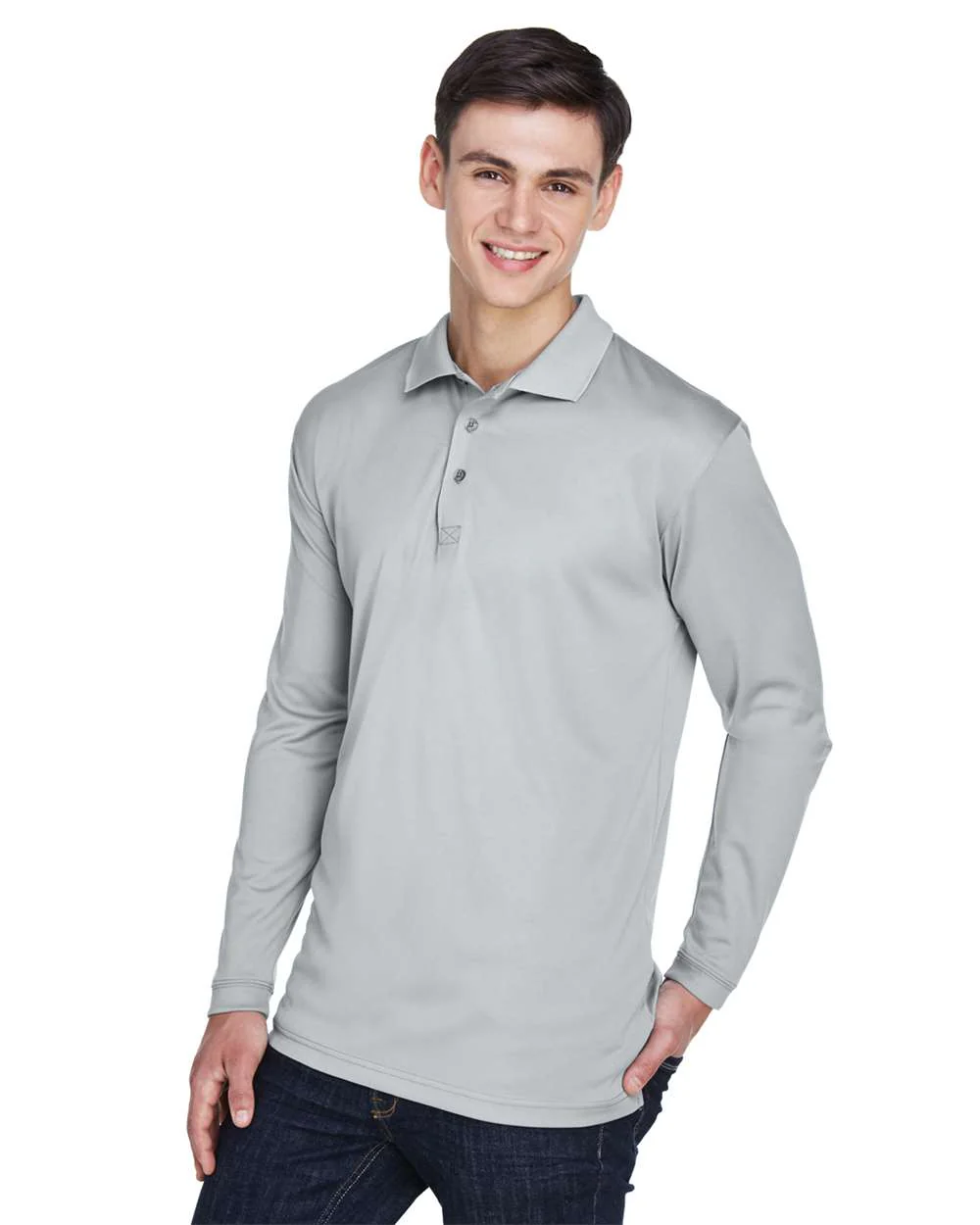 UltraClub-8405LS-Men's Cool & Dry Sport Long Sleeve Polo - Image 8