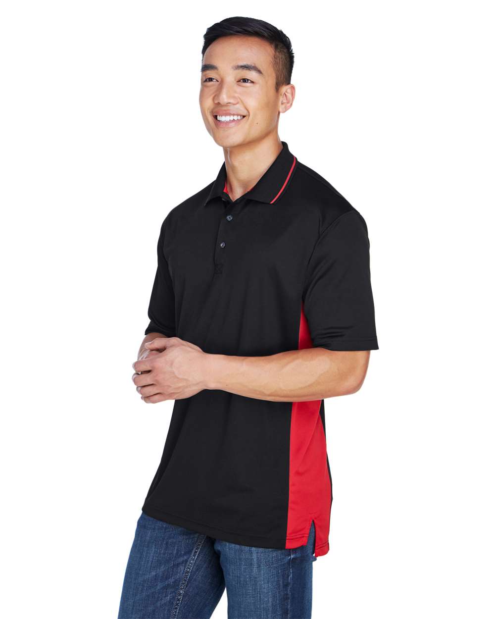 UltraClub-8406-Men's Cool & Dry Sport Two-Tone Polo - Image 3