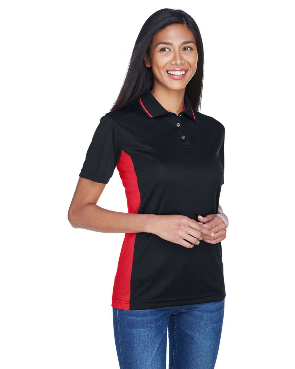 UltraClub-8406L-Women's Cool & Dry Sport Two-Tone Polo - Image 3