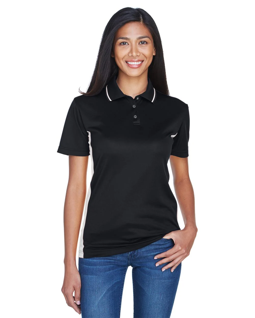 UltraClub-8406L-Women's Cool & Dry Sport Two-Tone Polo - Image 5