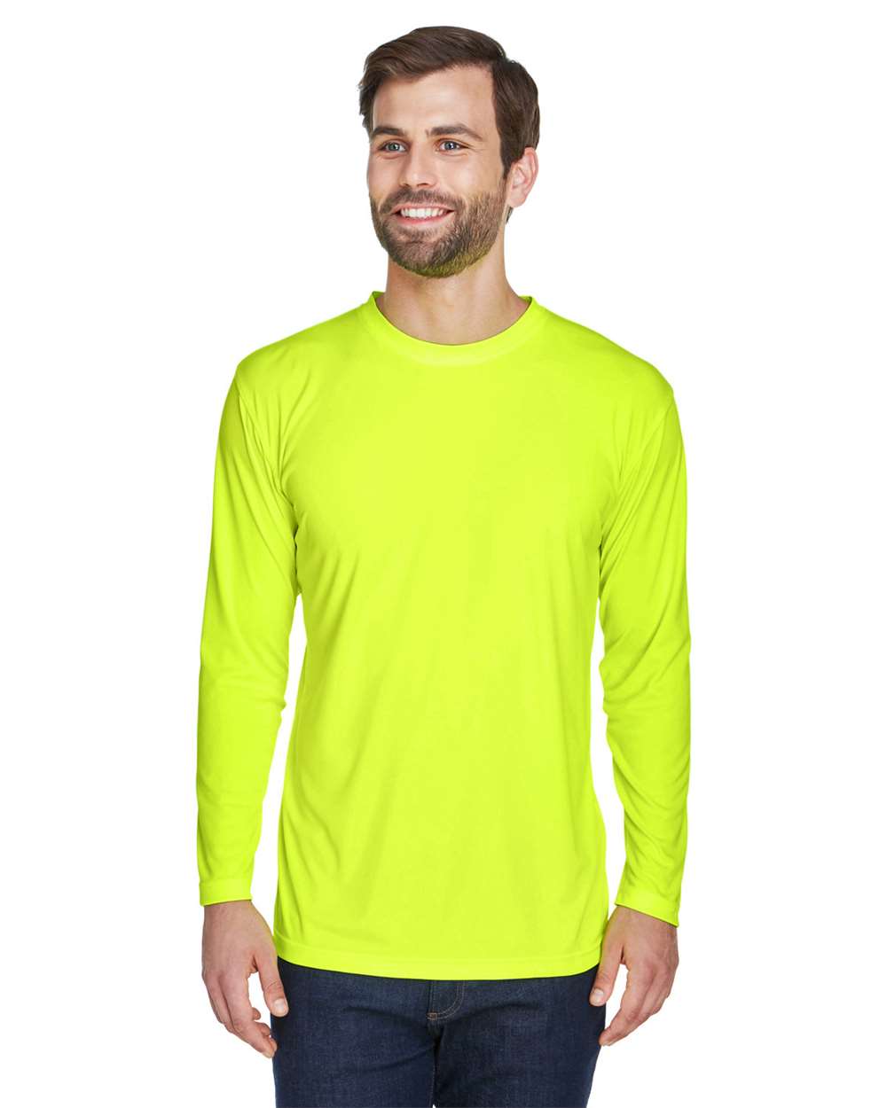 UltraClub-8422-Men's Cool & Dry Sport Long Sleeve Performance Interlock T-Shirt - Image 11