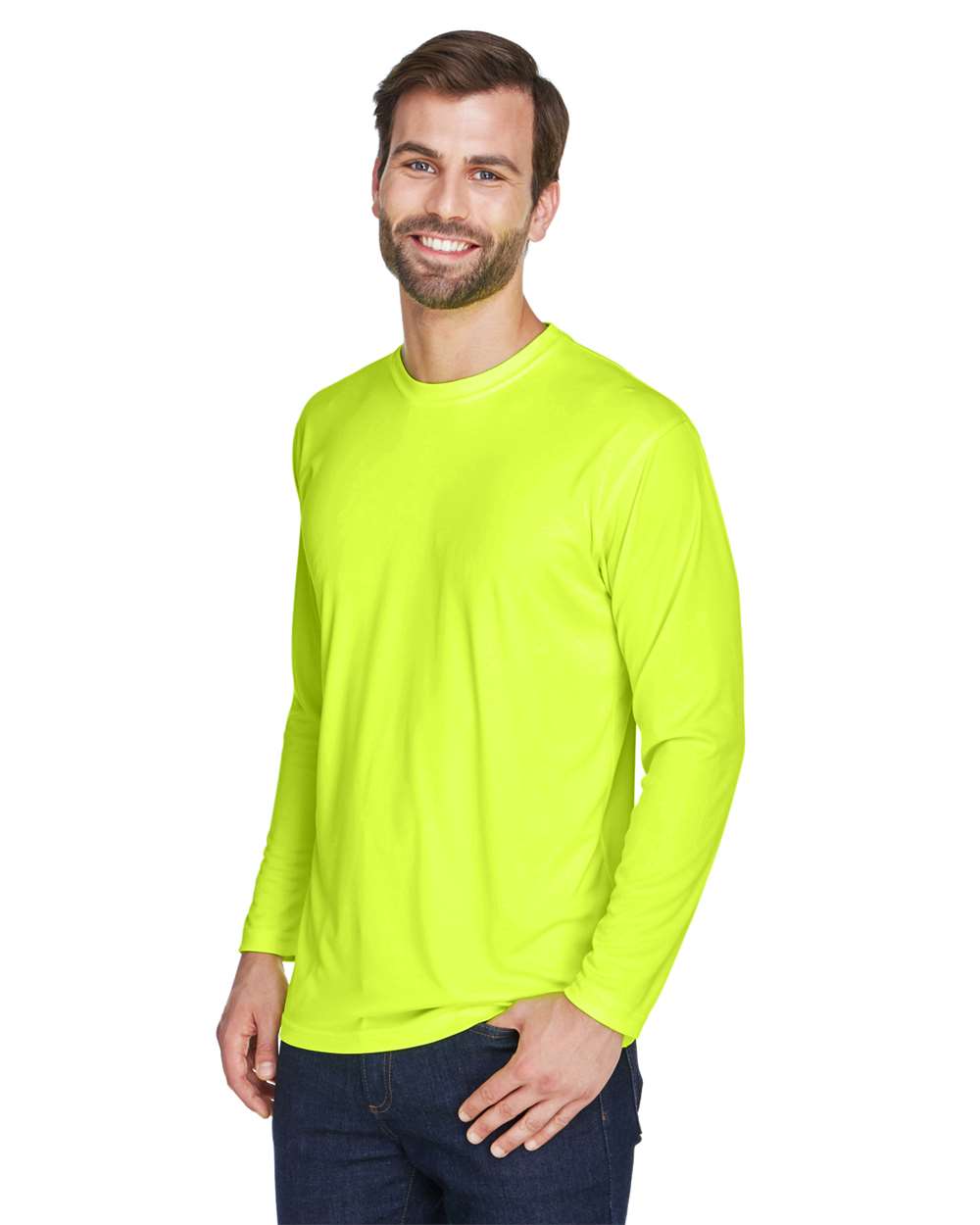 UltraClub-8422-Men's Cool & Dry Sport Long Sleeve Performance Interlock T-Shirt - Image 12