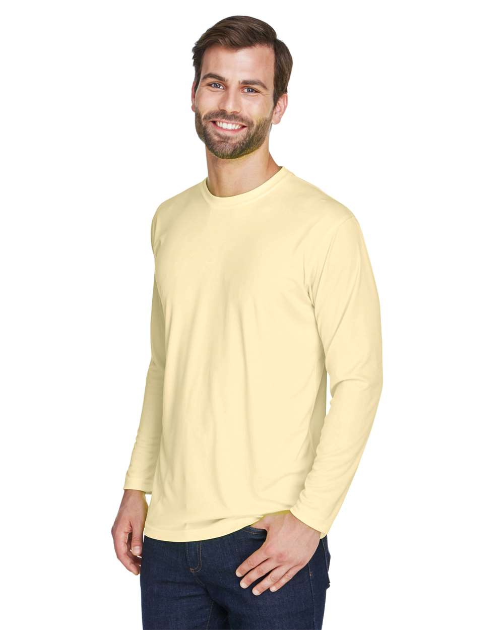 UltraClub-8422-Men's Cool & Dry Sport Long Sleeve Performance Interlock T-Shirt - Image 15