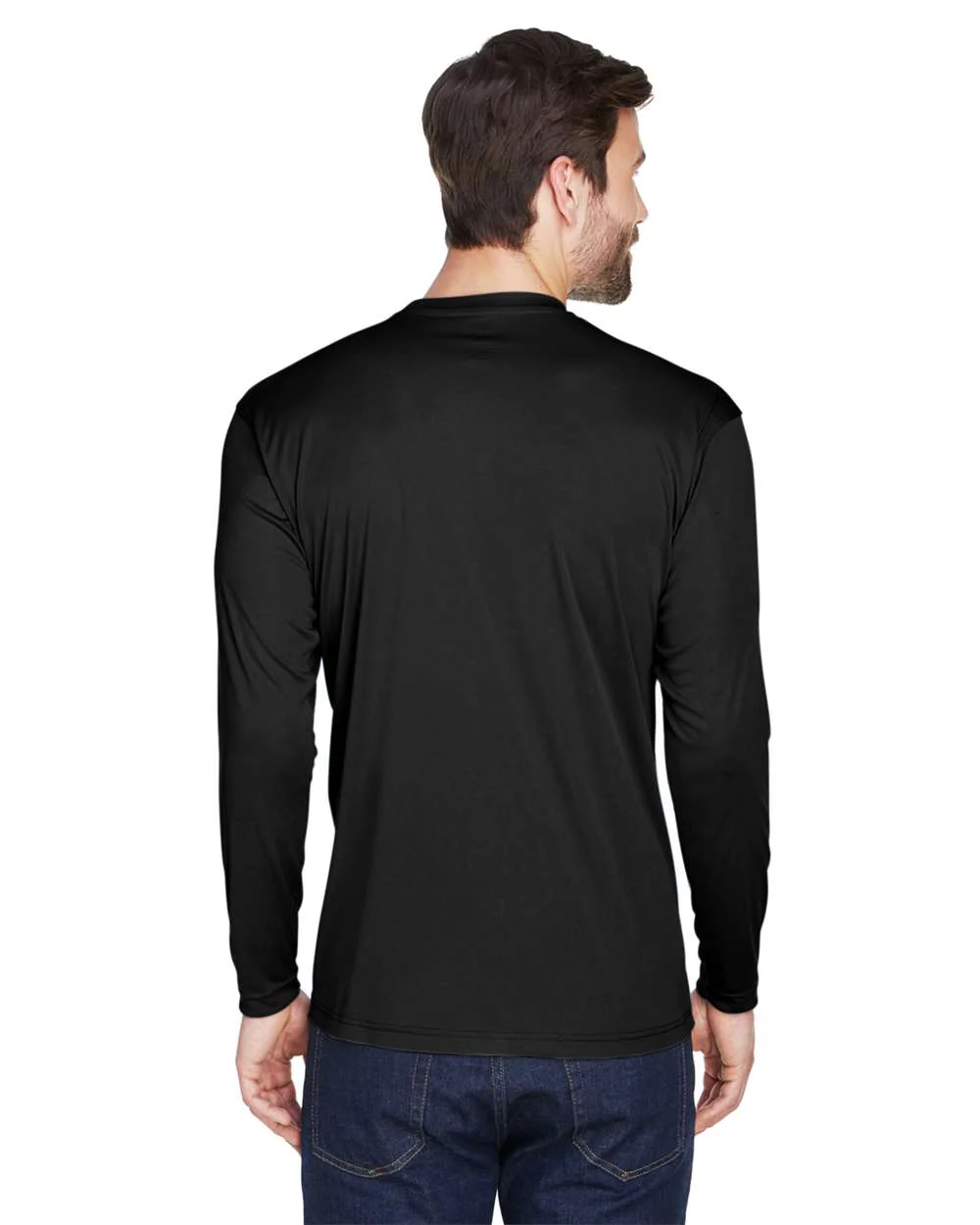 UltraClub-8422-Men's Cool & Dry Sport Long Sleeve Performance Interlock T-Shirt - Image 4