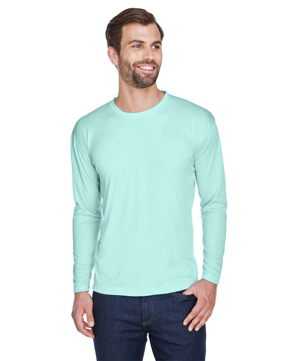 UltraClub-8422-Men's Cool & Dry Sport Long Sleeve Performance Interlock T-Shirt - Image 46