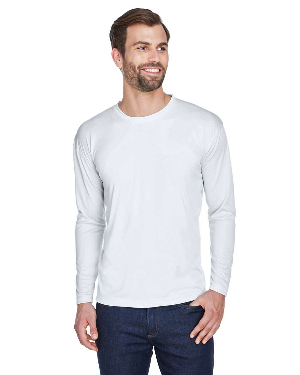 UltraClub-8422-Men's Cool & Dry Sport Long Sleeve Performance Interlock T-Shirt - Image 50