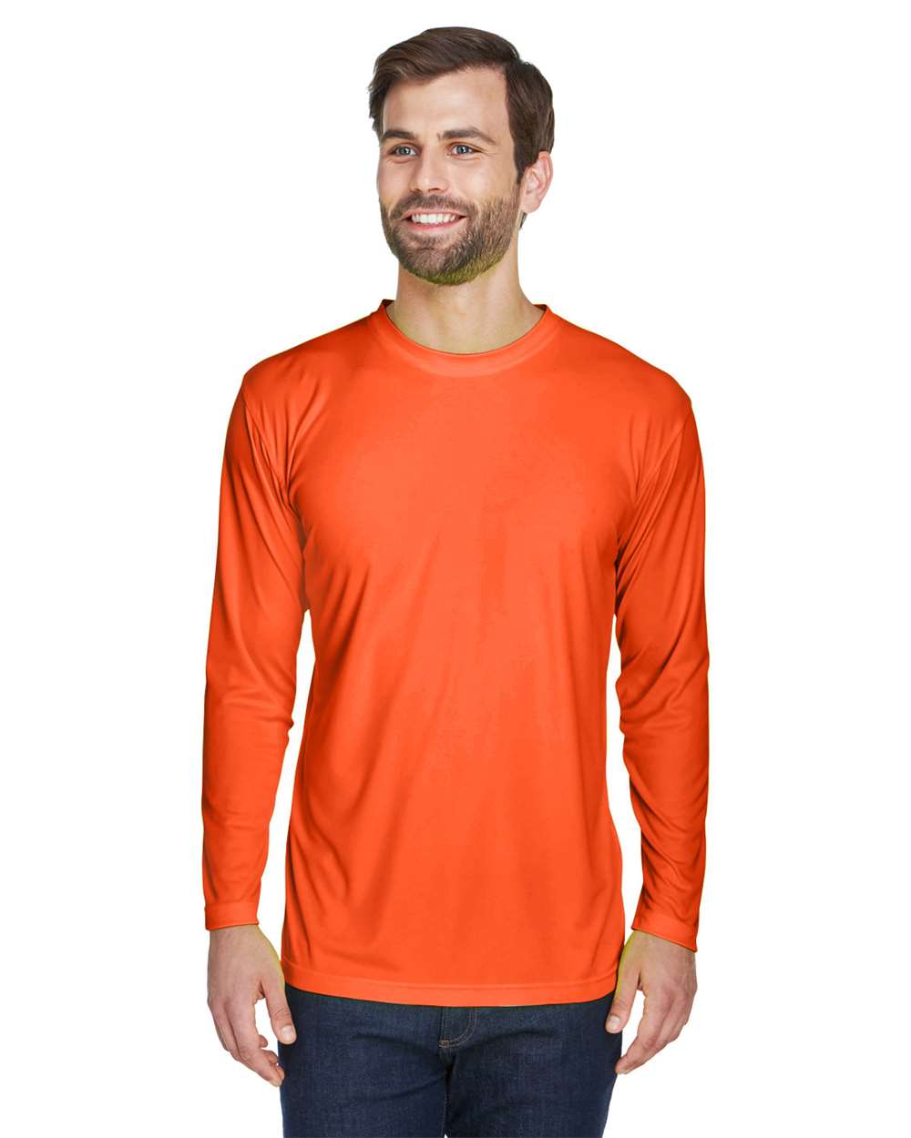 UltraClub-8422-Men's Cool & Dry Sport Long Sleeve Performance Interlock T-Shirt - Image 7