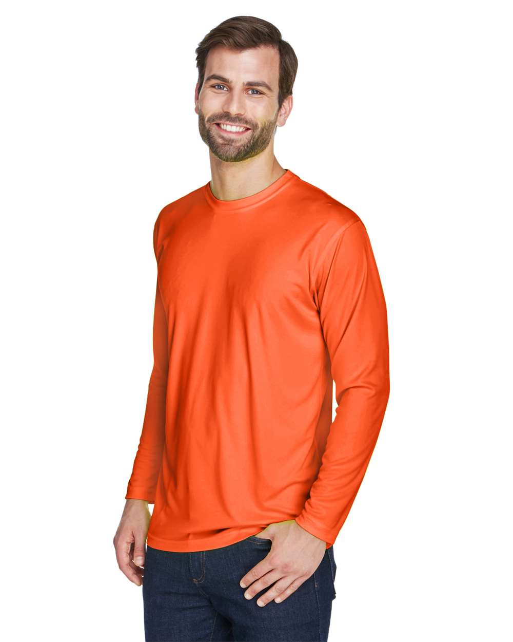 UltraClub-8422-Men's Cool & Dry Sport Long Sleeve Performance Interlock T-Shirt - Image 8