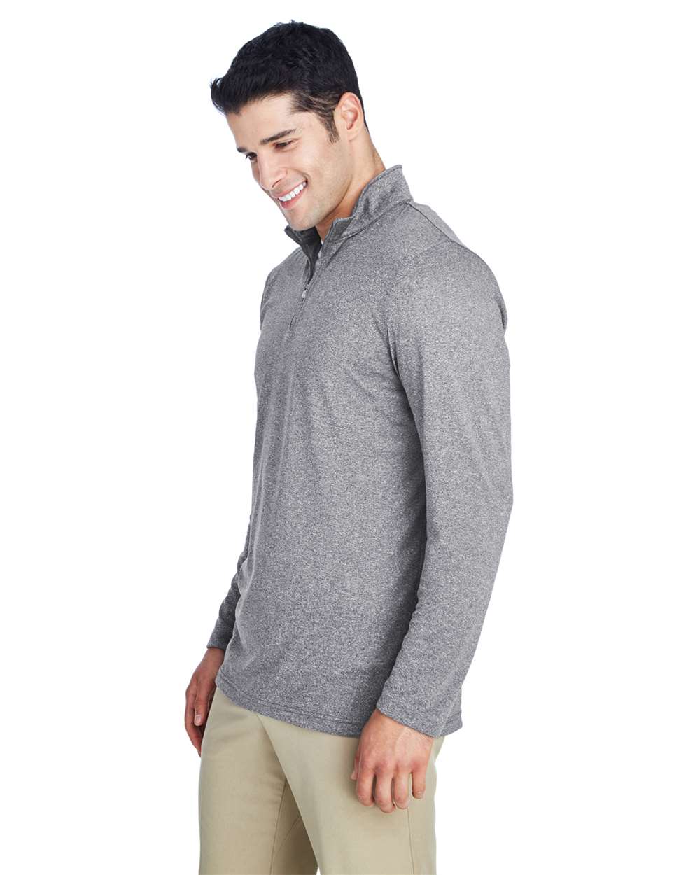 UltraClub-8618-Men's Cool & Dry Heathered Performance Quarter-Zip - Image 6