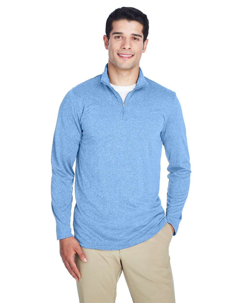 UltraClub-8618-Men's Cool & Dry Heathered Performance Quarter-Zip - Image 7