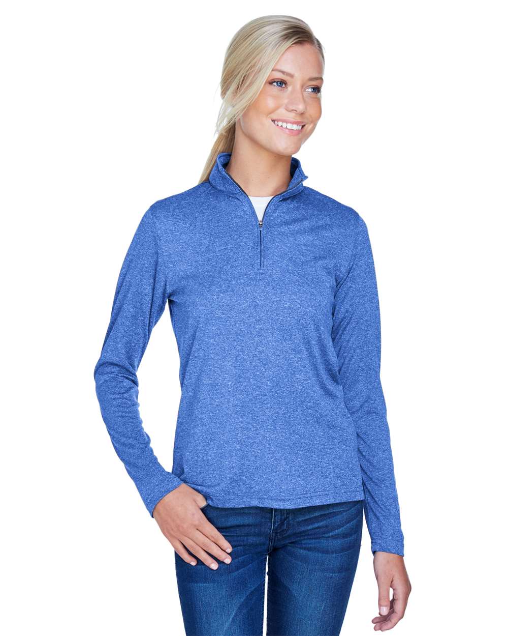 UltraClub-8618W-Women's Cool & Dry Heathered Performance Quarter-Zip - Image 22