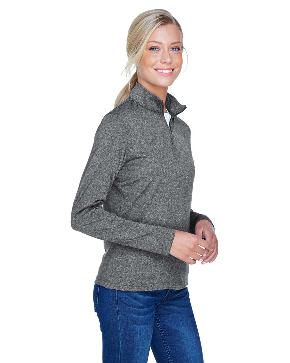 UltraClub-8618W-Women's Cool & Dry Heathered Performance Quarter-Zip - Image 6