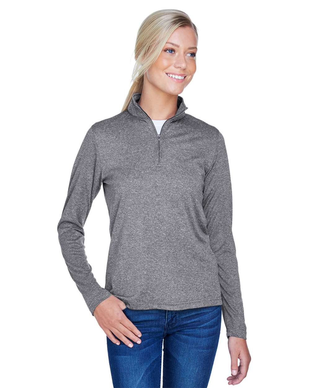 UltraClub-8618W-Women's Cool & Dry Heathered Performance Quarter-Zip - Image 7