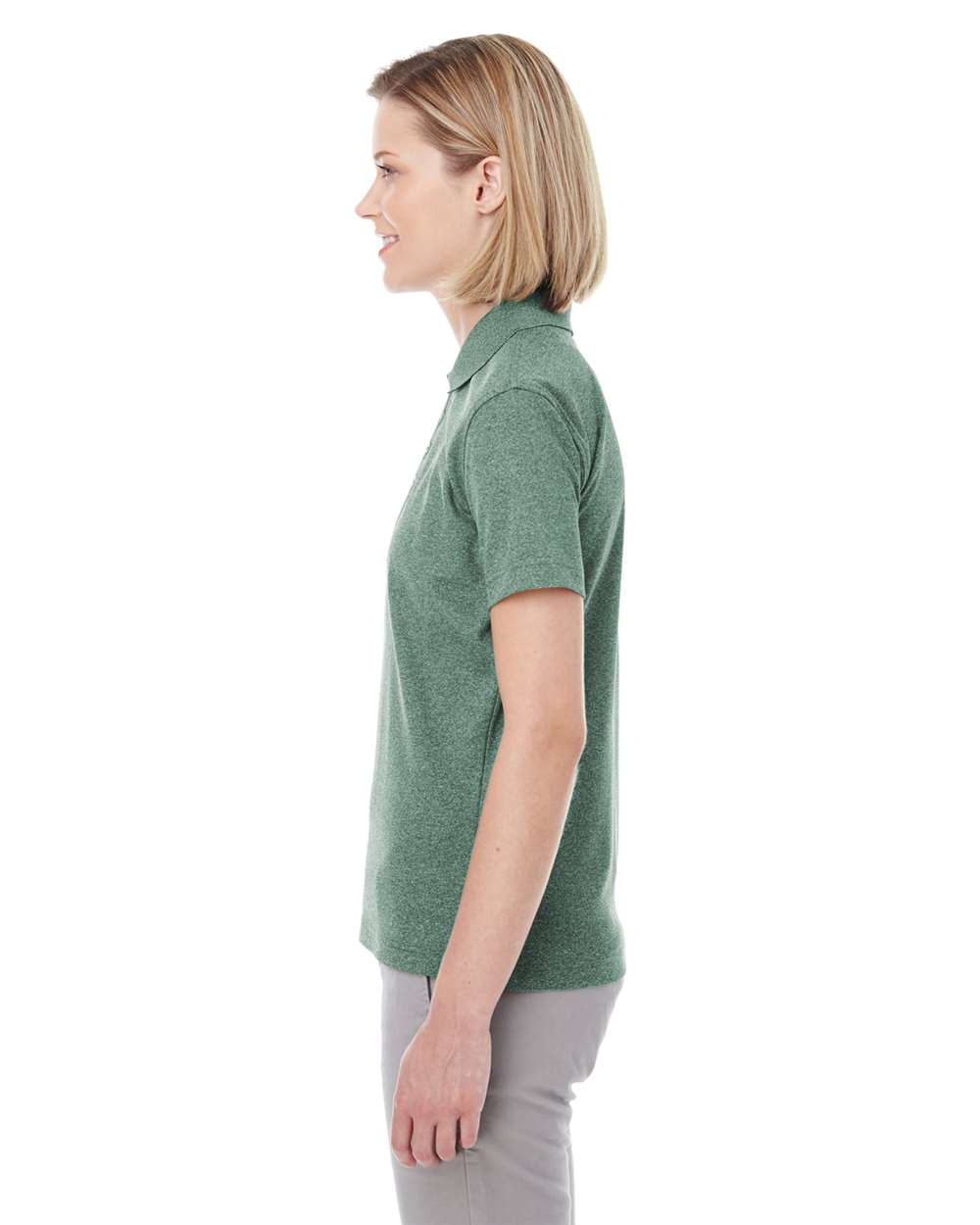 UltraClub-UC100W-Women's Heathered Pique Polo - Image 4