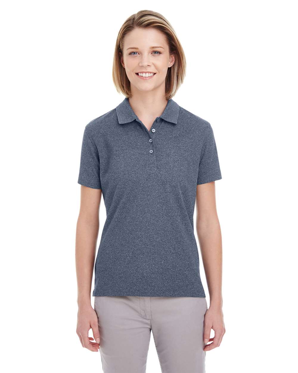 UltraClub-UC100W-Women's Heathered Pique Polo - Image 7